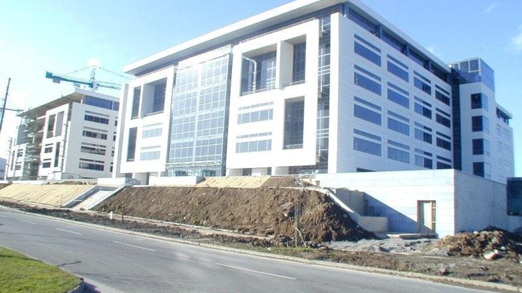 An exterior view of Green Property's near completed Atrium Office development in Sandyford.