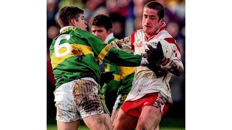 Tyrone's Stephen O'Neill with current Kerry manager Eamonn Fitzmaurice in 2000. photographs: inpho