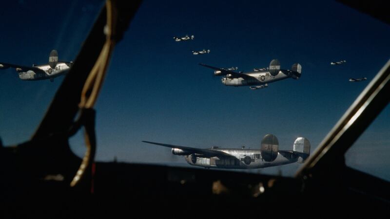 B-24 Liberator bombers of the 491st Bomb Group, US Eighth Air Force, en route to a target in Germany, 1944. Photogaaph: Photograph: IWM/PA