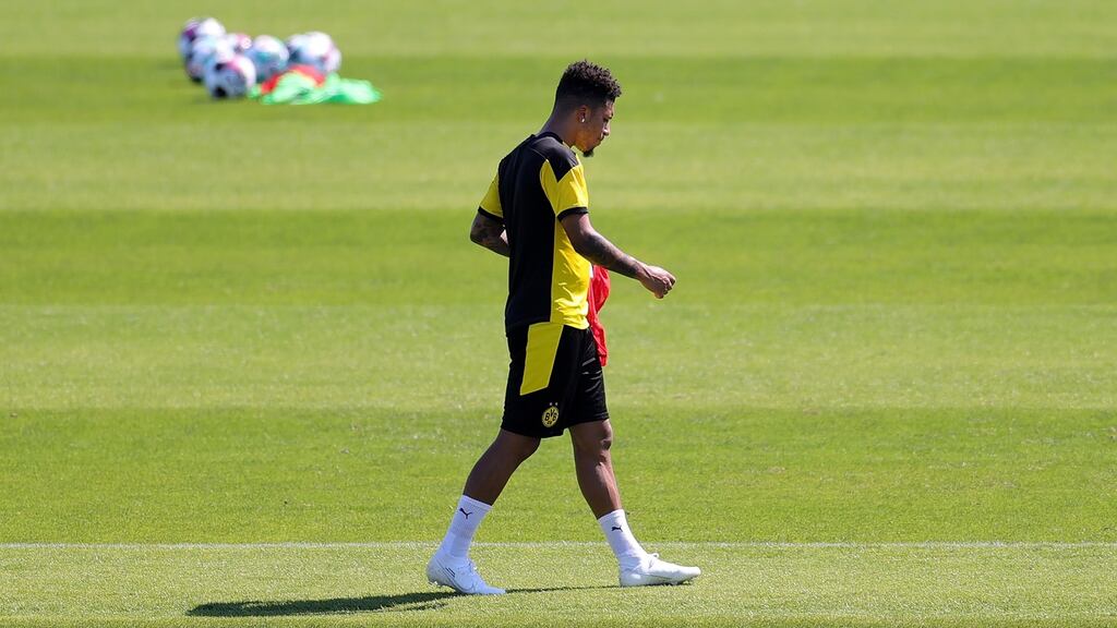 Borussia Dortmund’s Jadon Sancho during a training session ahead of the new Bundesliga season. Photo: Friedemann Vogel/EPA