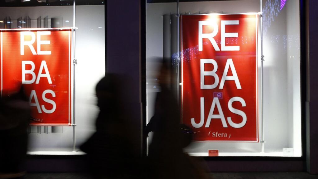 January sales in Madrid: Energy, food, alcohol and tobacco prices were the main drivers of the decline in inflation last month. Photograph: EPA