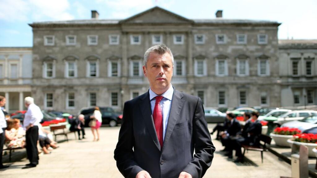 Colm Keaveney speaking to the media outside Leinster House in Dublin today after he quit as chairman and member of the Labour Party. Photograph: Julien Behal/PA Wire
