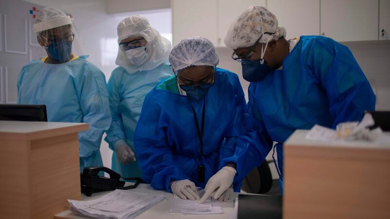Health staff work at the Doctor Ernesto Che Guevara Public Hospital in Marica city, state of Rio de Janeiro, Brazil. Photograph: Mauro Pimentel/AFP via Getty Images