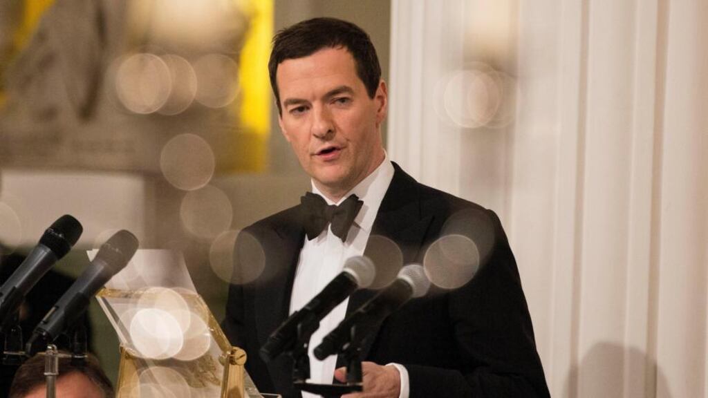 British chancellor of the exchequer George Osborne addresses the annual Bankers and Merchants dinner at the Mansion House in London. Photograph: Simon Dawson/Bloomberg