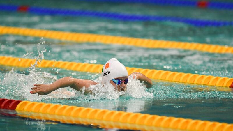 Ireland’s Nicole Turner in action during the 50m butterfly S6 event at the Para Swimming Allianz European Championships at the National Aquatic Centre in Dublin. Photograph: David Fitzgerald/Sportsfile