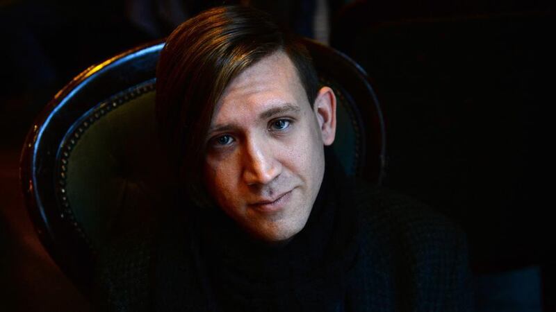 Artist Stuart Semple who has brought his ‘Happy Clouds’ to Ireland for First Fortnight 2014. Photograph: Brenda Fitzsimons