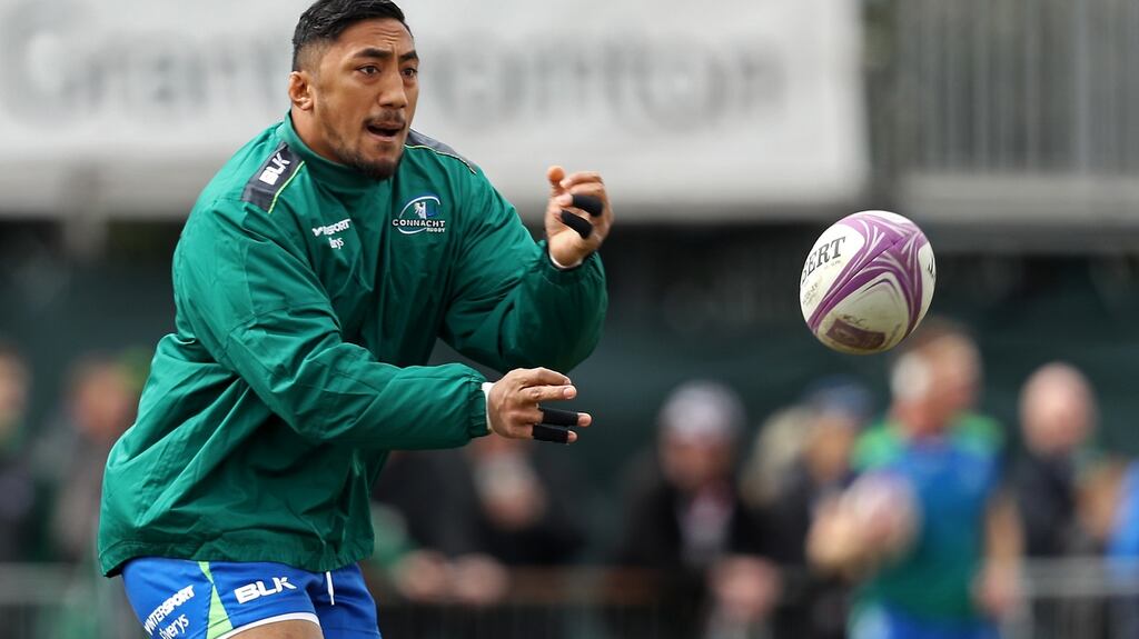 Bundee Aki: returns to the Connacht line-up for the visit to Glasgow Warriors. Photograph: Tommy Dickson/Inpho