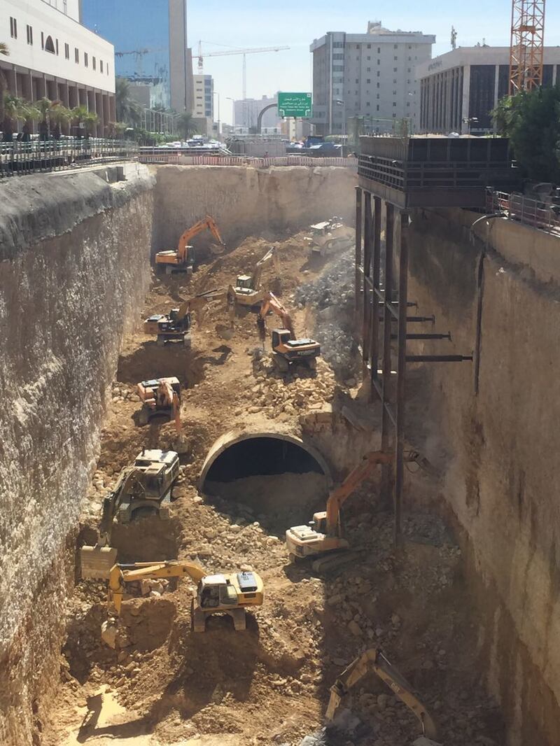 Excavation of the station box for the Riyadh Metro Project