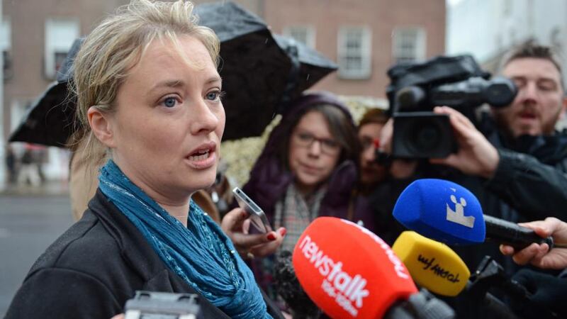 Maíria Cahill arriving for talks with Taoiseach Enda Kenny at Government Buildings. Photograph: Eric Luke
