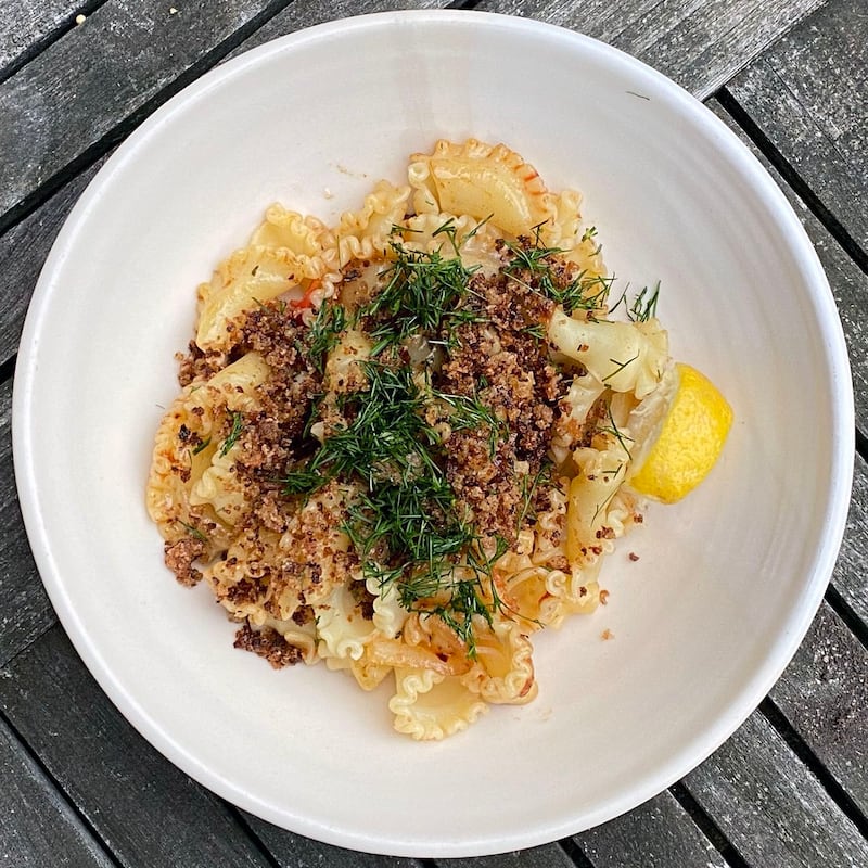 Pantry pasta: be grateful that stale bread can yield such riches as this. Photograph: Melissa Clark/New York Times