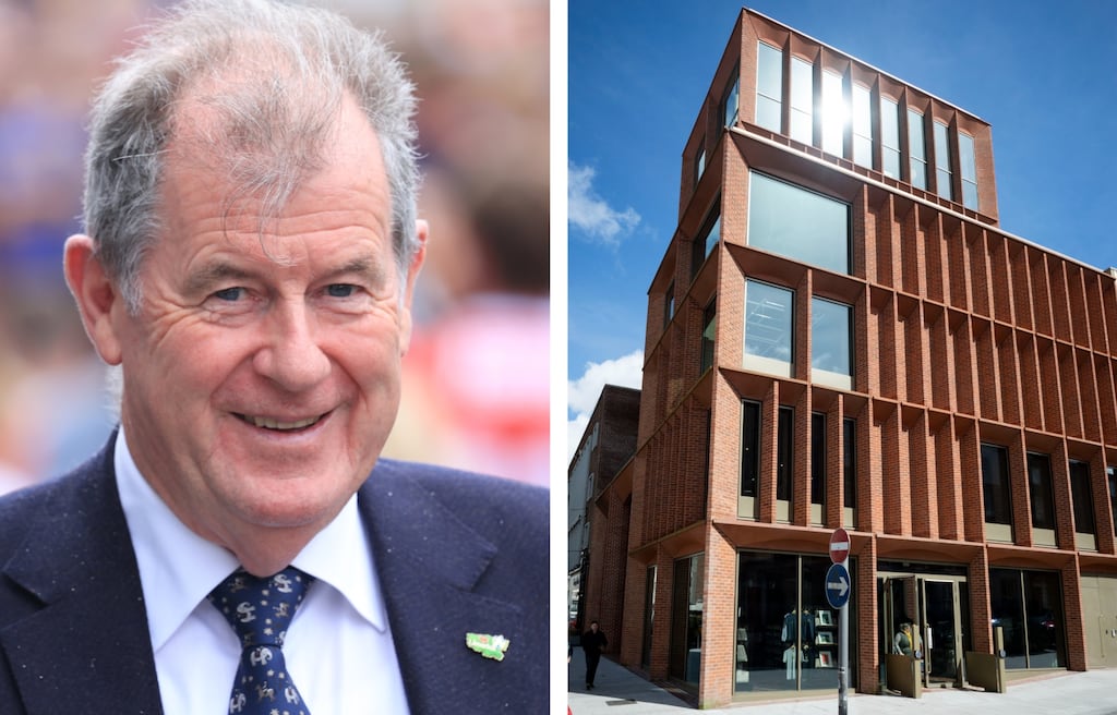 Limerick billionaire JP McManus and the International Rugby Experience building in the city which he commissioned and funded