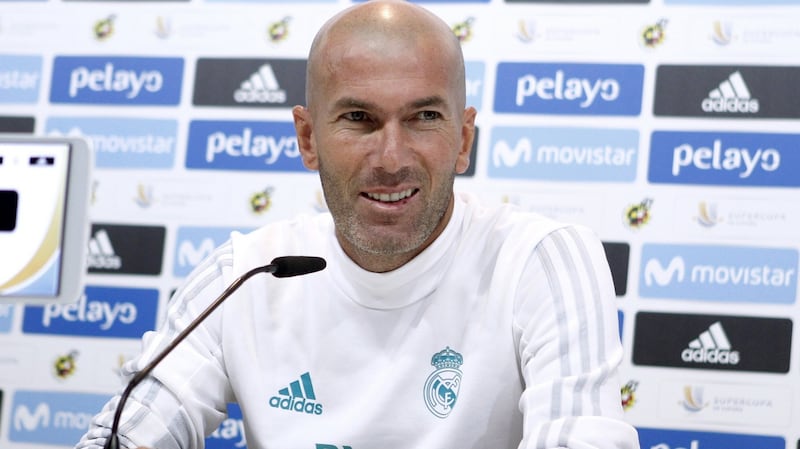 Zinedine Zidane has said he is ‘upset’ by Cristiano Ronaldo’s five-match suspension. Photograph: Javier Lopez/EPA