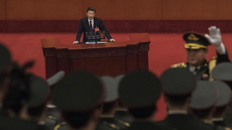 President Xi Jinping speaking at the opening session of the 19th Communist Party congress in the Great Hall of the People, Beijing. Photograph: Kevin Frayer/Getty Images