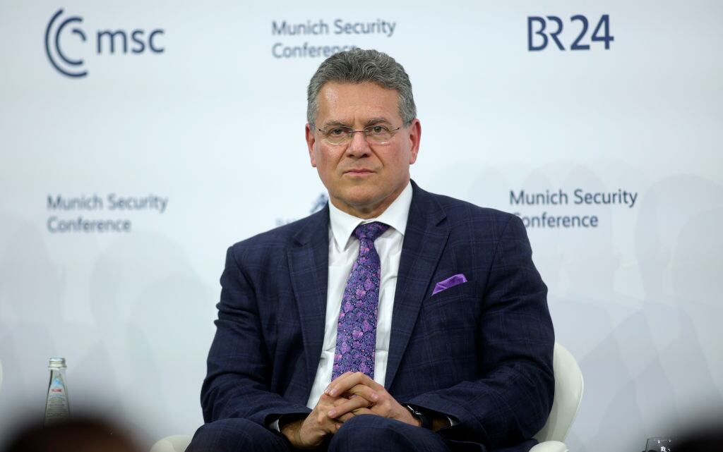 Maroš Šefčovič, who is leading efforts to negotiate with the US, said up to this point the EU had shown “significant goodwill” in the ongoing tariff dispute. Photograph: Johannes Simon/Getty Images