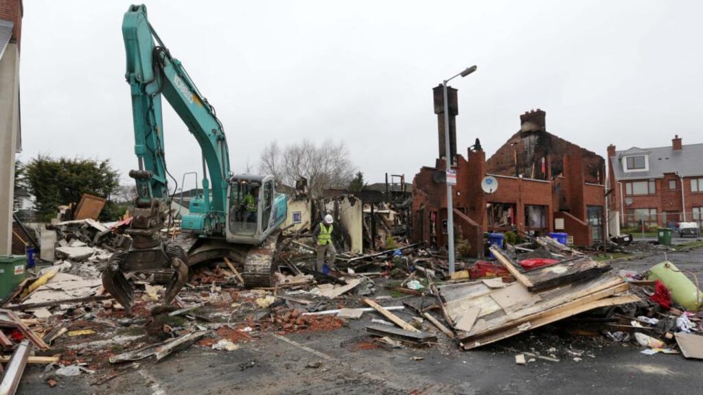 The remains of the six terraced houses in Millfield Manor, Newbridge. Picture: Collins