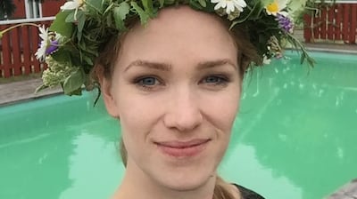 Karin Kelly at a midsummer celebration in Sweden.