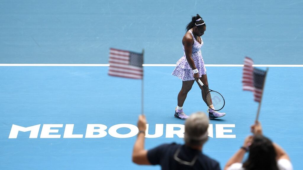 Serena Williams lost out to Qiang Wang at the third round of the Women’s Singles match on day five of the Australian Open. Photo: Lukas Coch/EPA