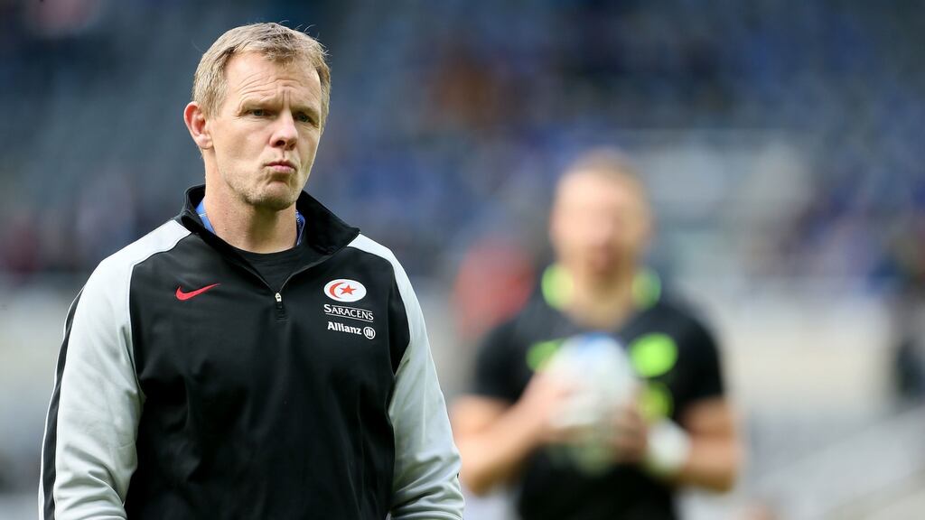 Saracens’ director of rugby Mark McCall: ‘The satisfaction you get is when you see how happy everybody is.’ Photograph: Richard Sellers/PA Wire