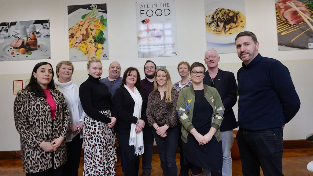 Students on the Masters in Gastronomy course at TU Dublin Cathal Brugha Street (from left): Maria Nehme O’Neill, Michele Moran, Sarah O’Leary, Paul Smith, Andrea Connor, William Toft, Lisa Cope and June Ruigrok, with lecturers Anke Klitzing and Diarmuid Murphy and course director Máirtín Mac Con Iomaire. Photograph: Alan Betson