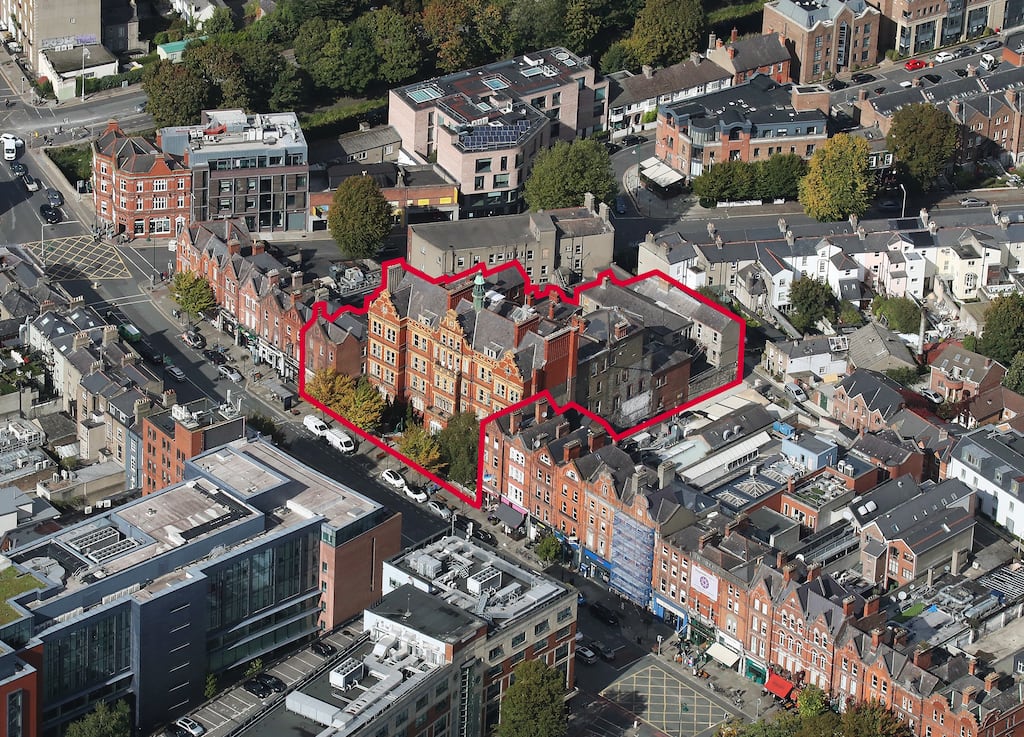 An aerial view of the former Baggot Street Hospital on Baggot Street Upper, Ballsbridge, Dublin 4