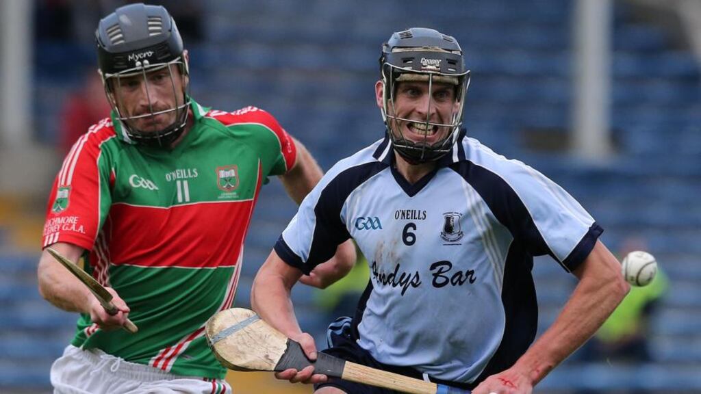 Hurling with the club for 20 years, Sunday’s Tipperary senior hurling championship final victory over Nenagh Éire Óg David Kennedy was especially sweet for David Kennedy of Loughmore-Castleiney (seen here, left, with Hugh Maloney of Nenagh). Photograph: Lorraine O’Sullivan/Inpho
