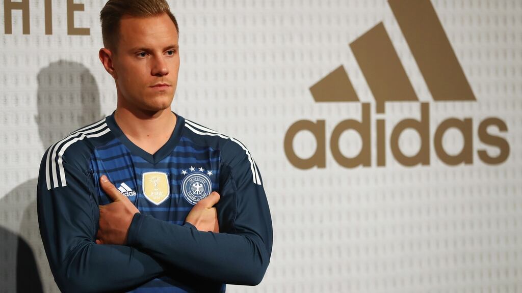 Marc-Andre ter Stegen in the adidas Germany kit for the 2018 FIFA World Cup Russia. Photograph: Martin Rose/Bongarts/Getty Images