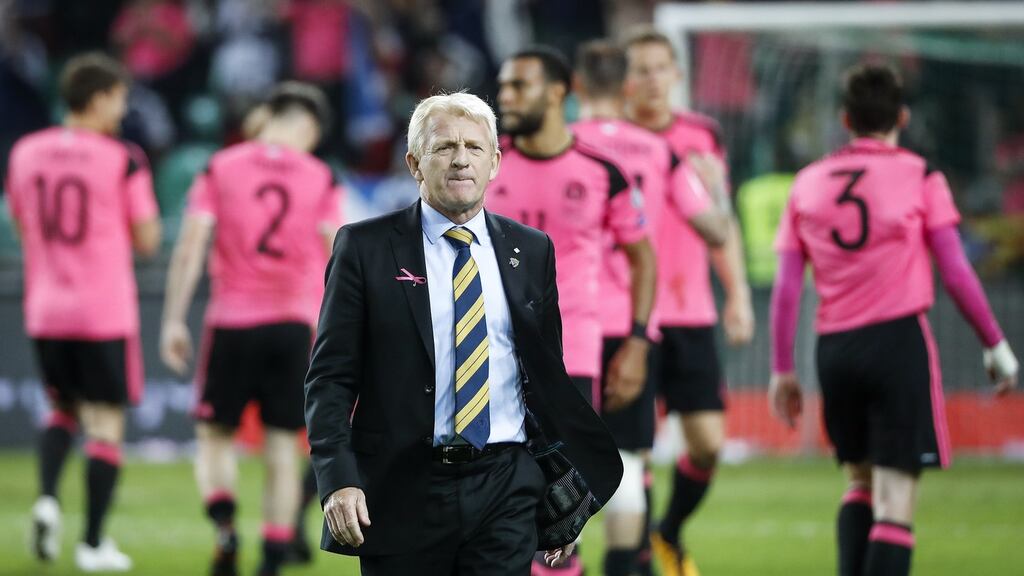 Gordon Strachan looks on after Scotland’s 2-2 draw with Slovenia. Photo: Srdjan Stevanovic/Getty Images