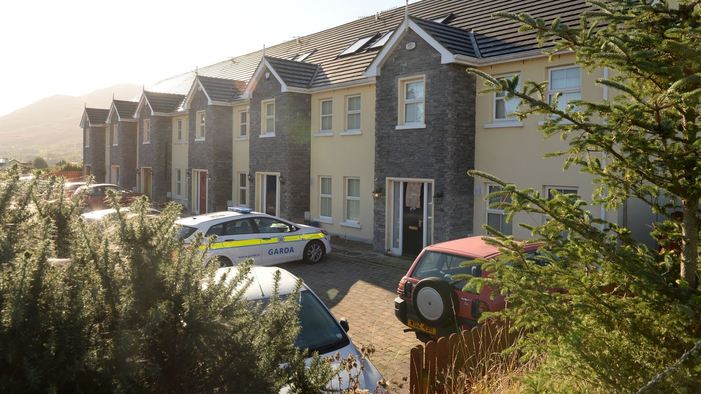 A Garda vehicle outside a house at Mullach Alainn estate in Co Louth where two men were shot dead including garda Tony Golden. Photograph: Dara Mac Dónaill / The Irish Times