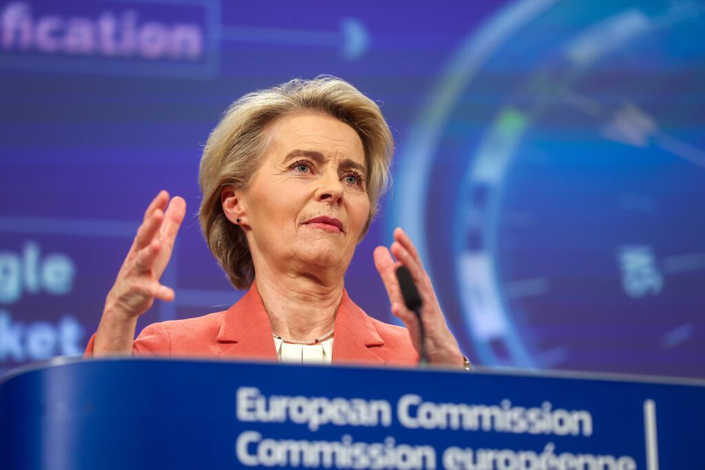 European Commission president Ursula von der Leyen at a press conference on European competitiveness in Brussels last month. (Photo: Shutterstock)