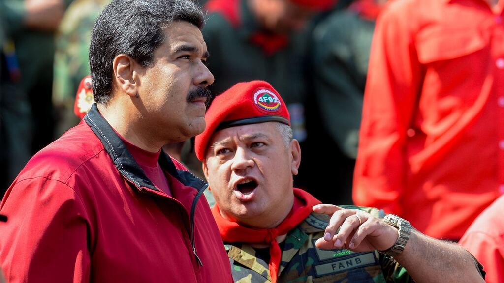 Venezuelan president Nicolas Maduro with influential politician and army member Diosdado Cabello in Caracas. File photograph: Federico Parra/AFP/Getty Images