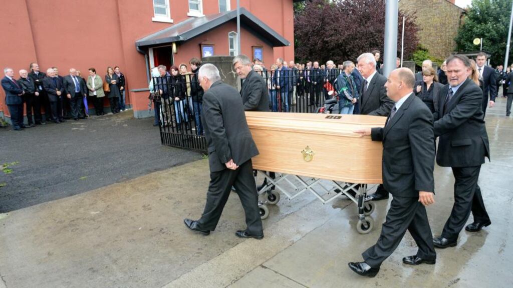 The removal of Irish Times photographer and Joint Picture Editor David Sleator at Rialto church today. Photograph: Dave Meehan/The Irish Times