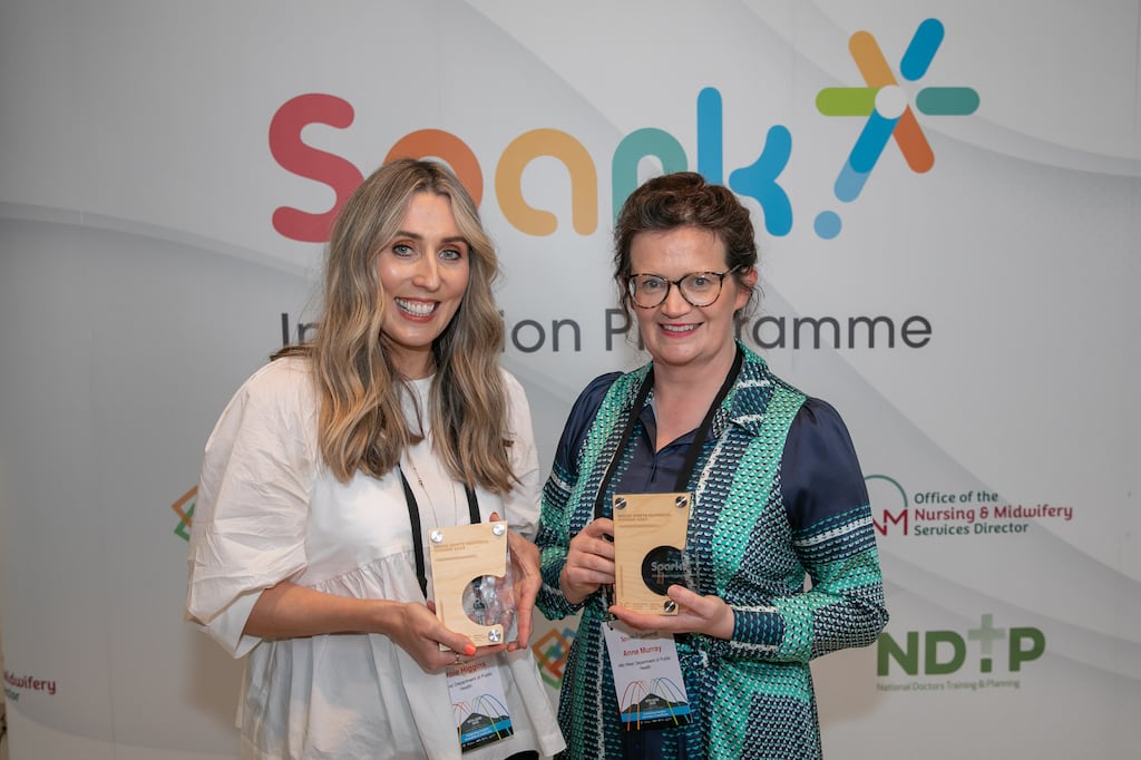 Winners of the Spark Ignite competition: Bernadette Higgins (Assistant Director of Nursing) and Anne Murray (Clinical Nurse Manager 2, Health Protection). Photograph: Spark Innovation Programme