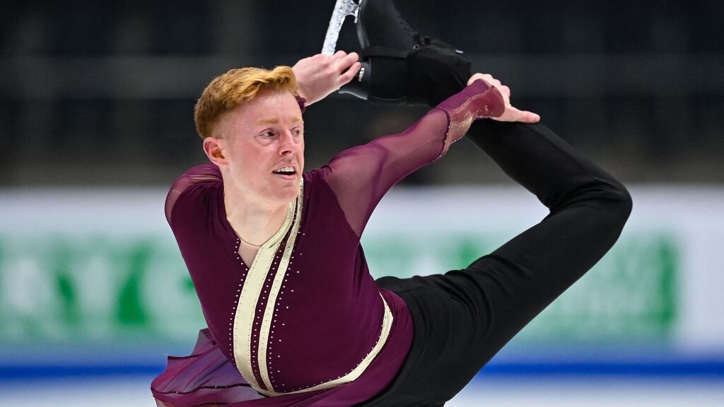 Ireland’s Conor Stakelum performs during the men’s short programme of the European Figure Skating Championship in Tallinn. Photograph: Getty Images