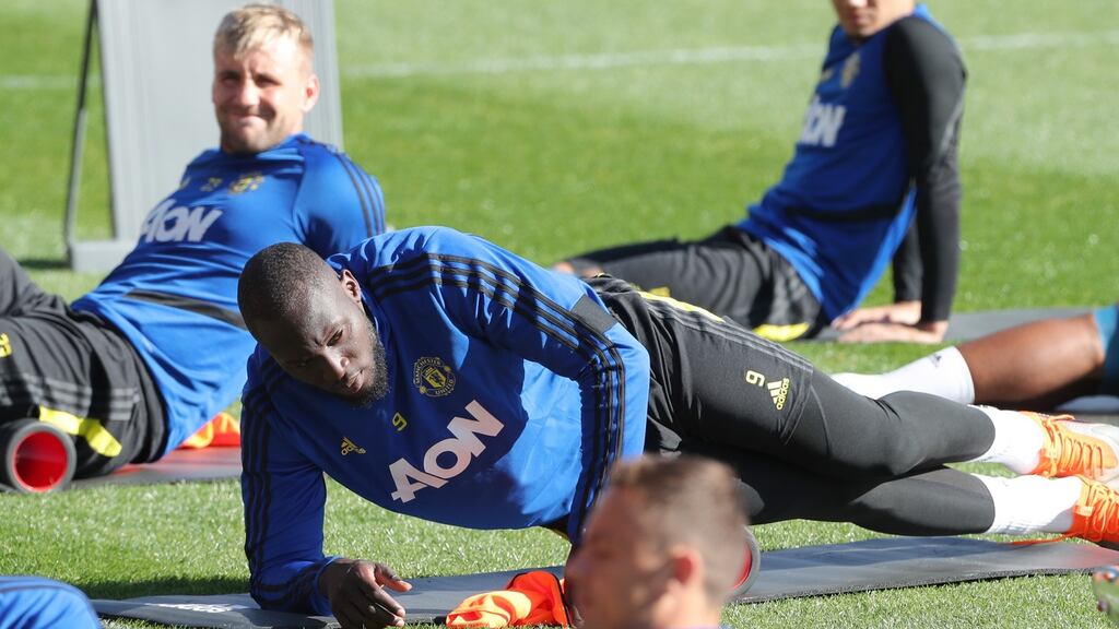 Romelu Lukaku of Manchester United during a training session at the WACA in Perth. Photo: Richard Wainwright/EPA