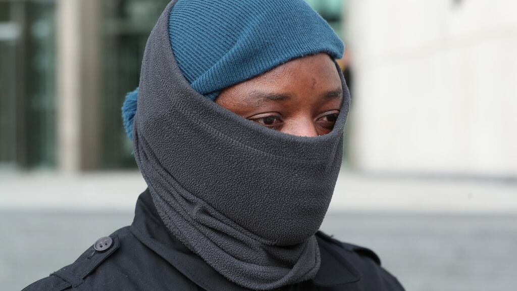 Frank Kamara (29), of Loreto Park, Rathfarnham, leaving court. Photograph: Collins Courts