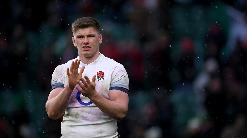 Owen Farrell applauds England fans after the match against Ireland. Photograph: Laurence Griffiths/Getty Images