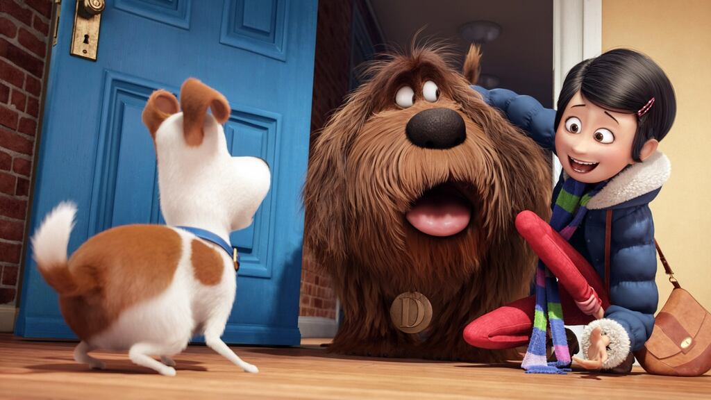 Furry friends: Max (Louis CK), Duke (Eric Stonestreet) and Katie (Ellie Kemper) in The Secret Life of Pets