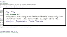‘Political arm of the IRA’: Google’s take on Sinn Féin