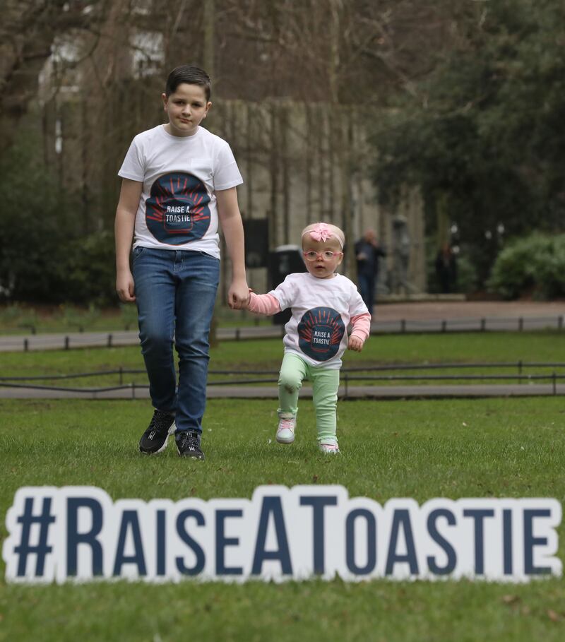 Pictured at the launch of ‘Raise A Toastie’ For Rare Diseases Ireland are Aine Nolan aged 2.5 and Rueben Kiernan aged nine. Photograph: Sasko Lazarov/Photocall Ireland