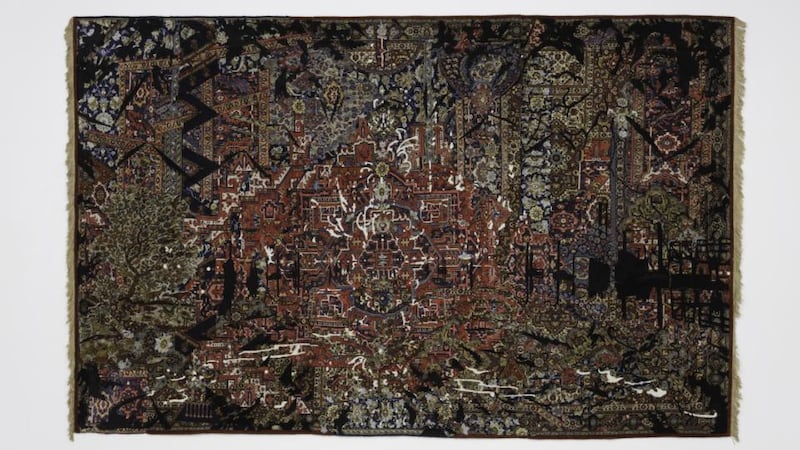 One of Eoin Mc Hugh’s collaged oriental rugs
