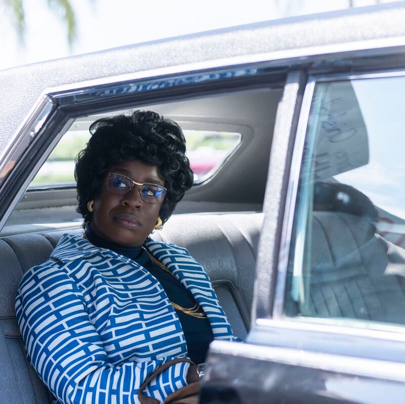 Uzo Aduba plays the role of Shirley Chisholm - the first black woman elected to Congress - in the BBC’s Mrs America. Photograph: BBC/Sabrina Lantos