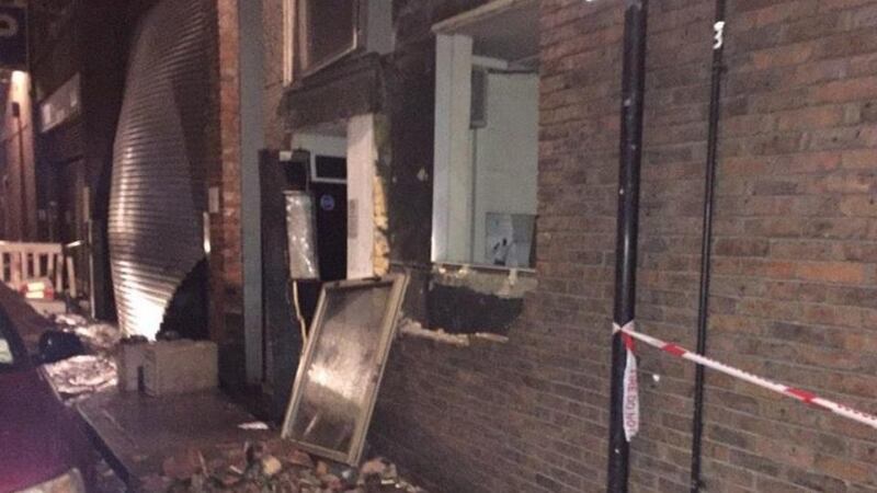 The side of the Churchill Hyatt Regency hotel in Portman Square, central London where a three meter hole can be seen in the wall. Photograph: BBCLondon949 via Twitter