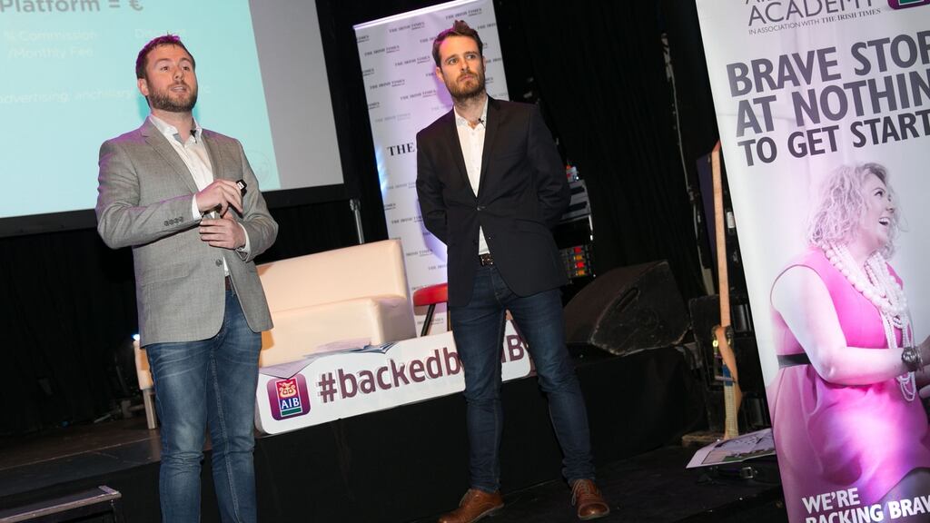 Shane Murphy and Darragh Kirby and pitched online group travel and activity booking platform, Groopeze. Photo: Shane O’Neill.