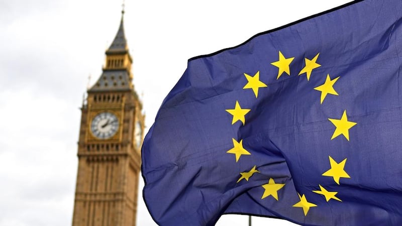 A European Union flag flies near Big Ben in London. Ireland’s interests stand particularly exposed in the Brexit negotiations. Photograph: Andy Rain/EPA