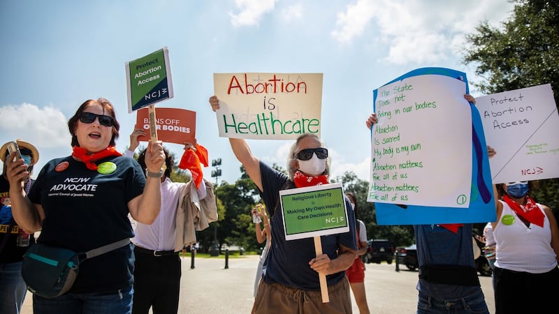 A “Bans Off Our Bodies” protest at the Texas state capitol in Austin on Wednesday. Photograph: Montinique Monroe/The New York Times
