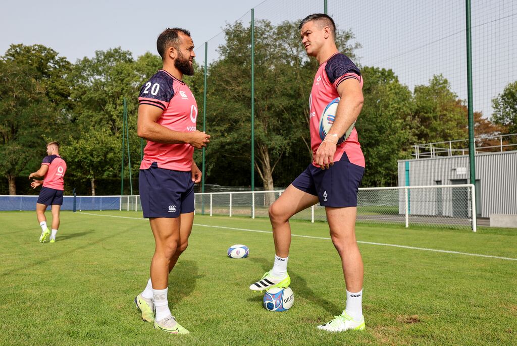 Jamison Gibson-Park and Johnny Sexton are in line to be the halfback pairing to face Romania in Ireland's Rugby World Cup opener on Saturday. Photograph: Dan Sheridan/Inpho