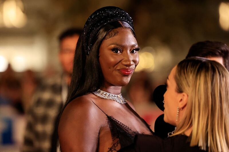 French-Malian singer Aya Nakamura answers hosts' questions upon her arrival to attend the 24th edition of the NRJ Music Awards ceremony. Photograph: Valery Hache/AFP via Getty Images