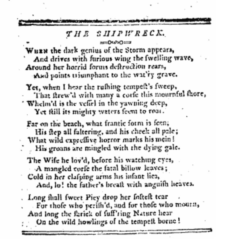“The Shipwreck”, Freeman’s Journal, 1803