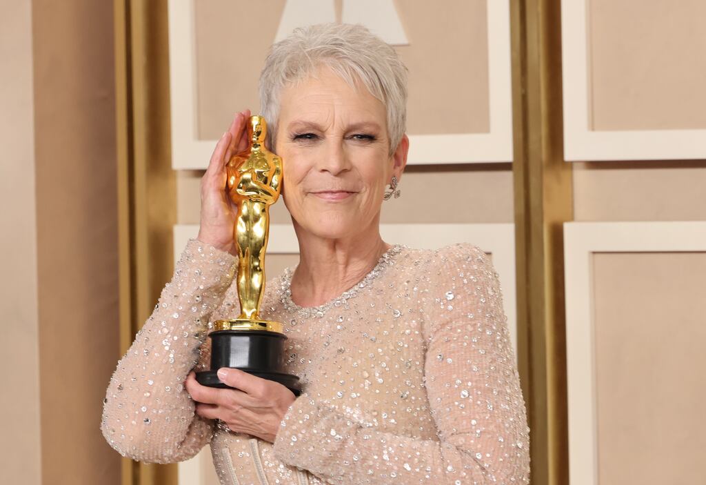 Jamie Lee Curtis, winner of best actress in a supporting role, will call her award 'they/them'. Photograph: Rodin Eckenroth/Getty Images