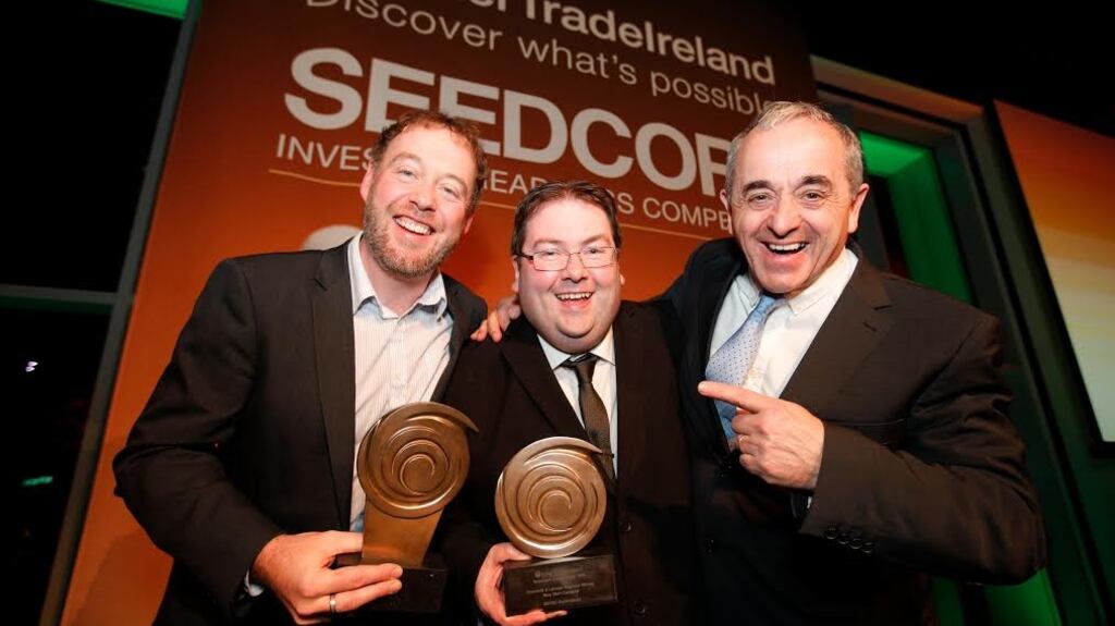 Gecko Governance’s Shane Brett and Damien Cahill with InterTradeIreland’s Laurence Lord.